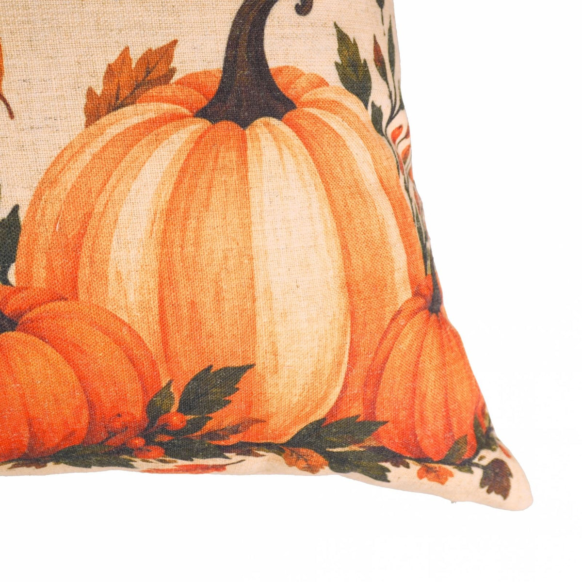 Halloween Pumpkin Print Viscose Linen Pillow Cover - Kadu