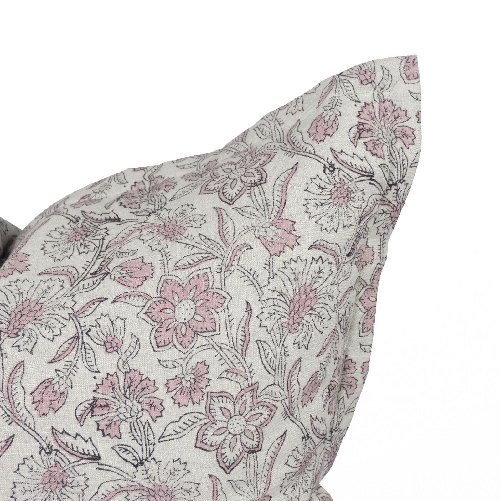 Indian Block Print Linen Blend Oxford Cushion Cover - Jarul