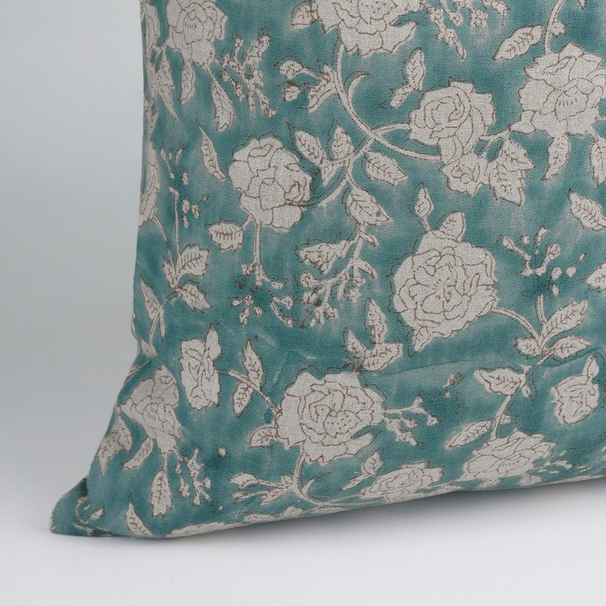 Handcrafted Decor Rameshwaram Teal Linen Pillow Cover