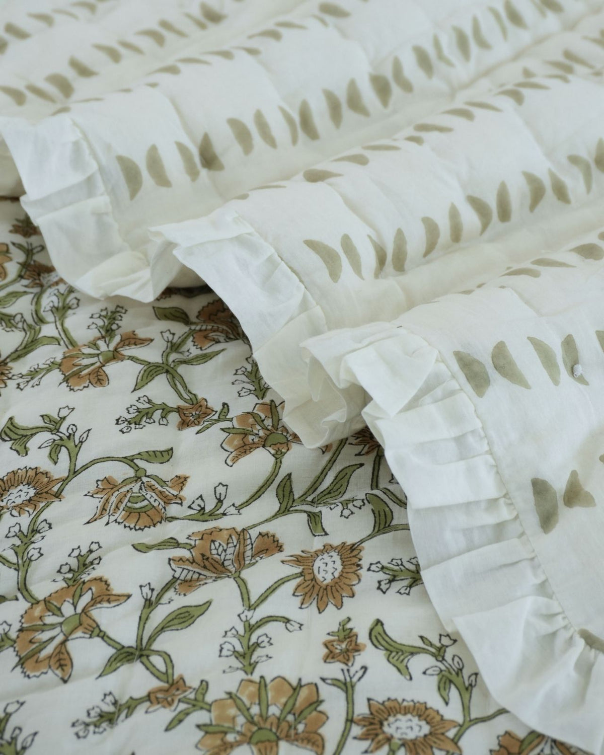  Mustard Block Print Nayab Pure Cotton Reversible Quilt