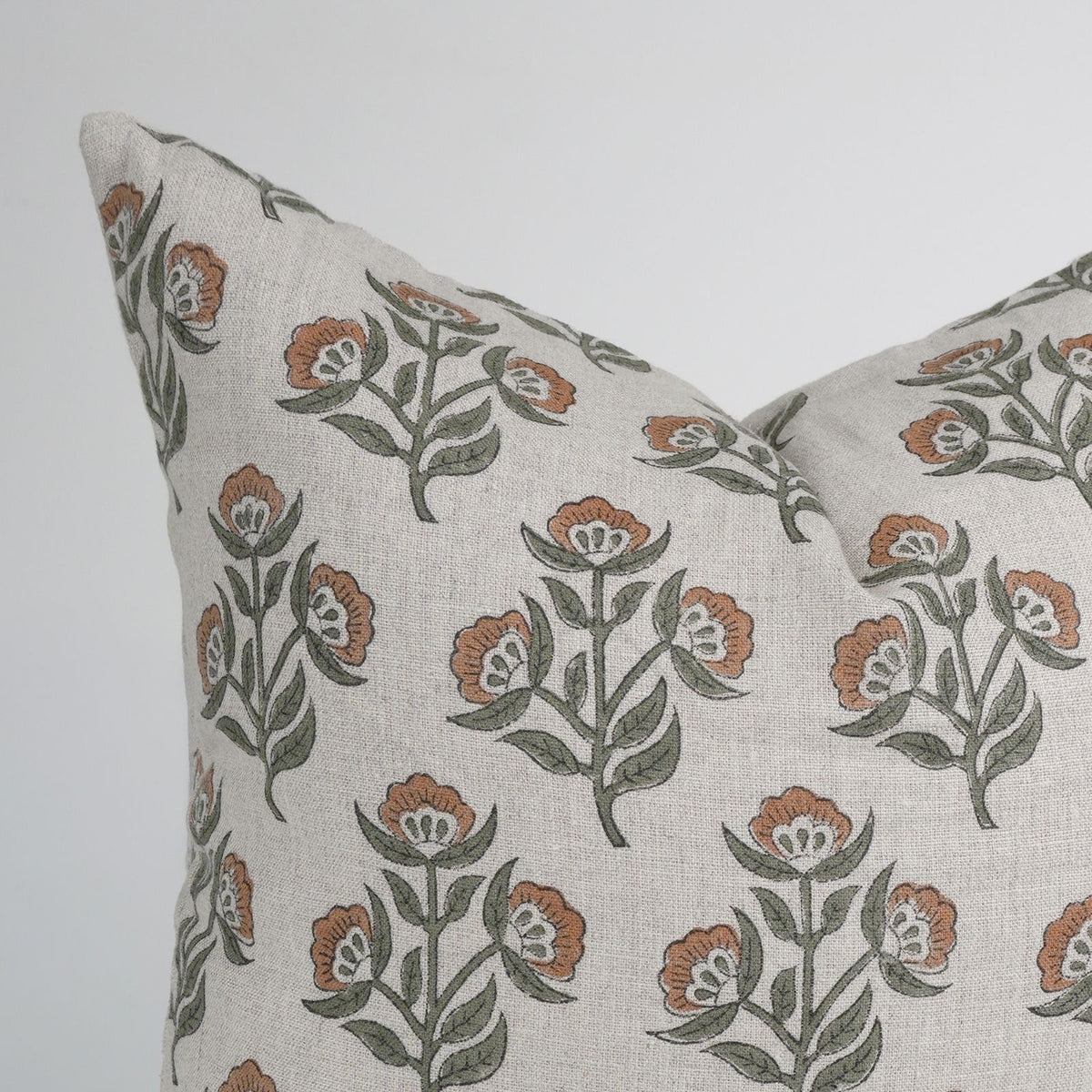 Rust Floral Pure Linen Indian Print Cushion Cover – Bael Patra