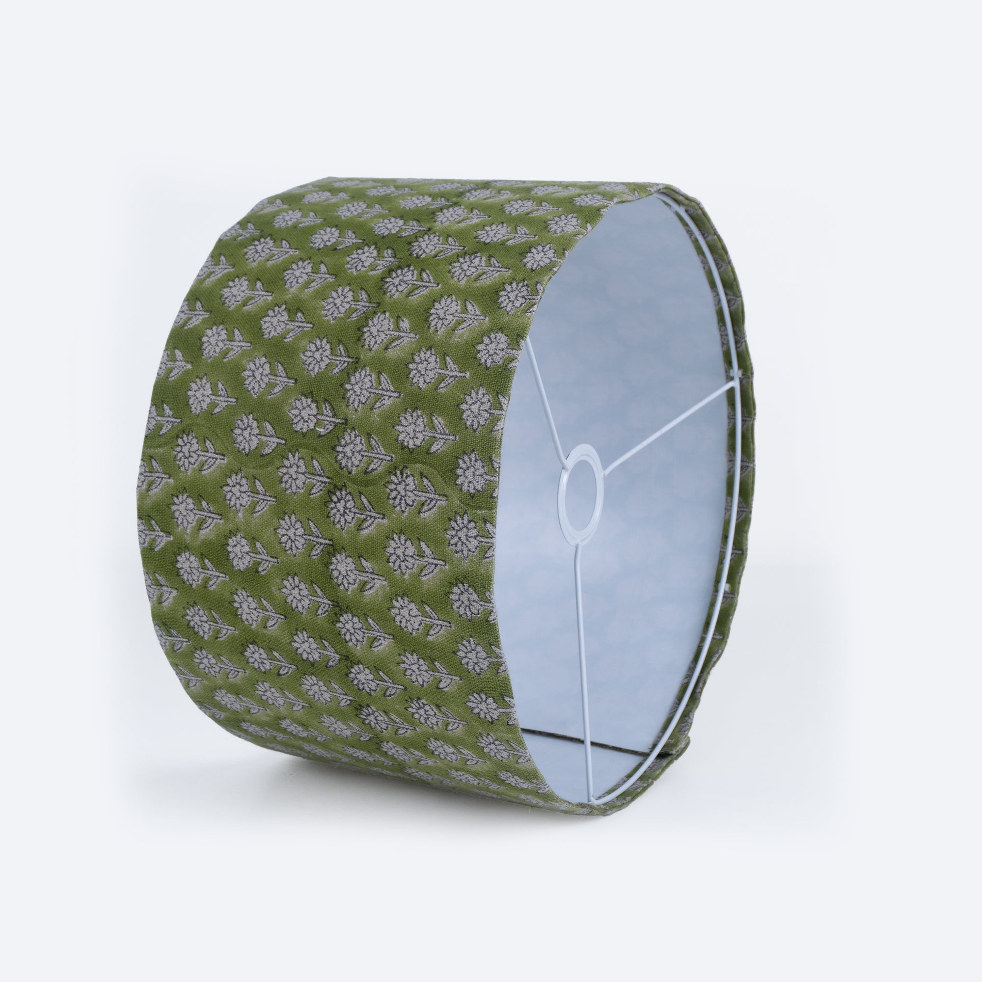 Olive Green Handcrafted Linen Floor Lampshade - Pankhudi