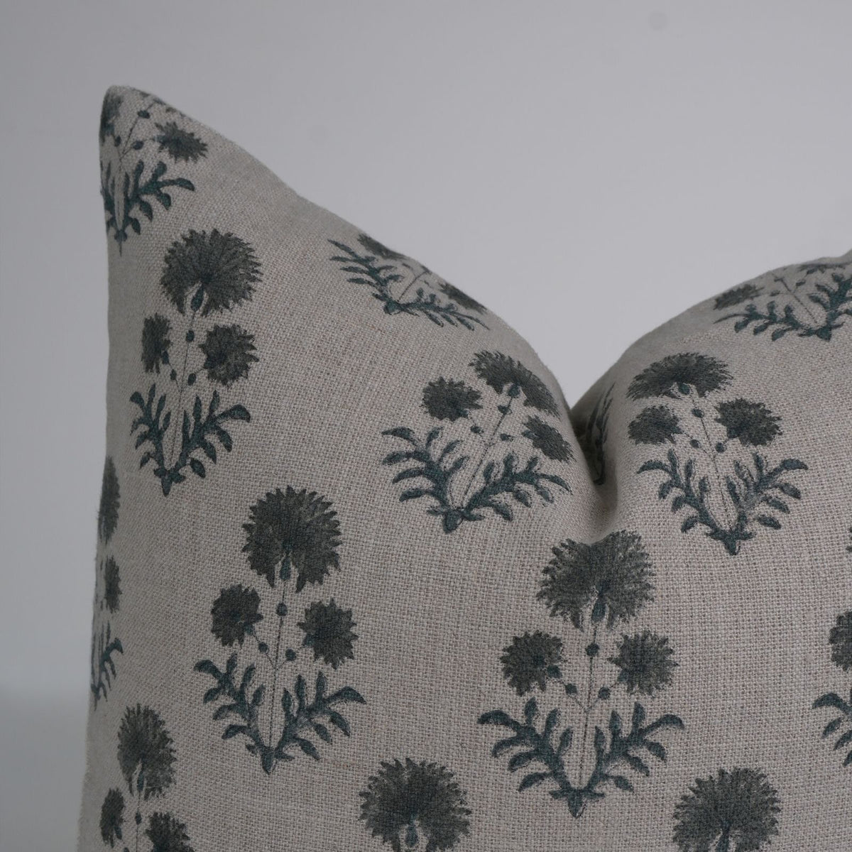 Block Print Decor Rishi Slate Grey Linen Boho Pillow Cover