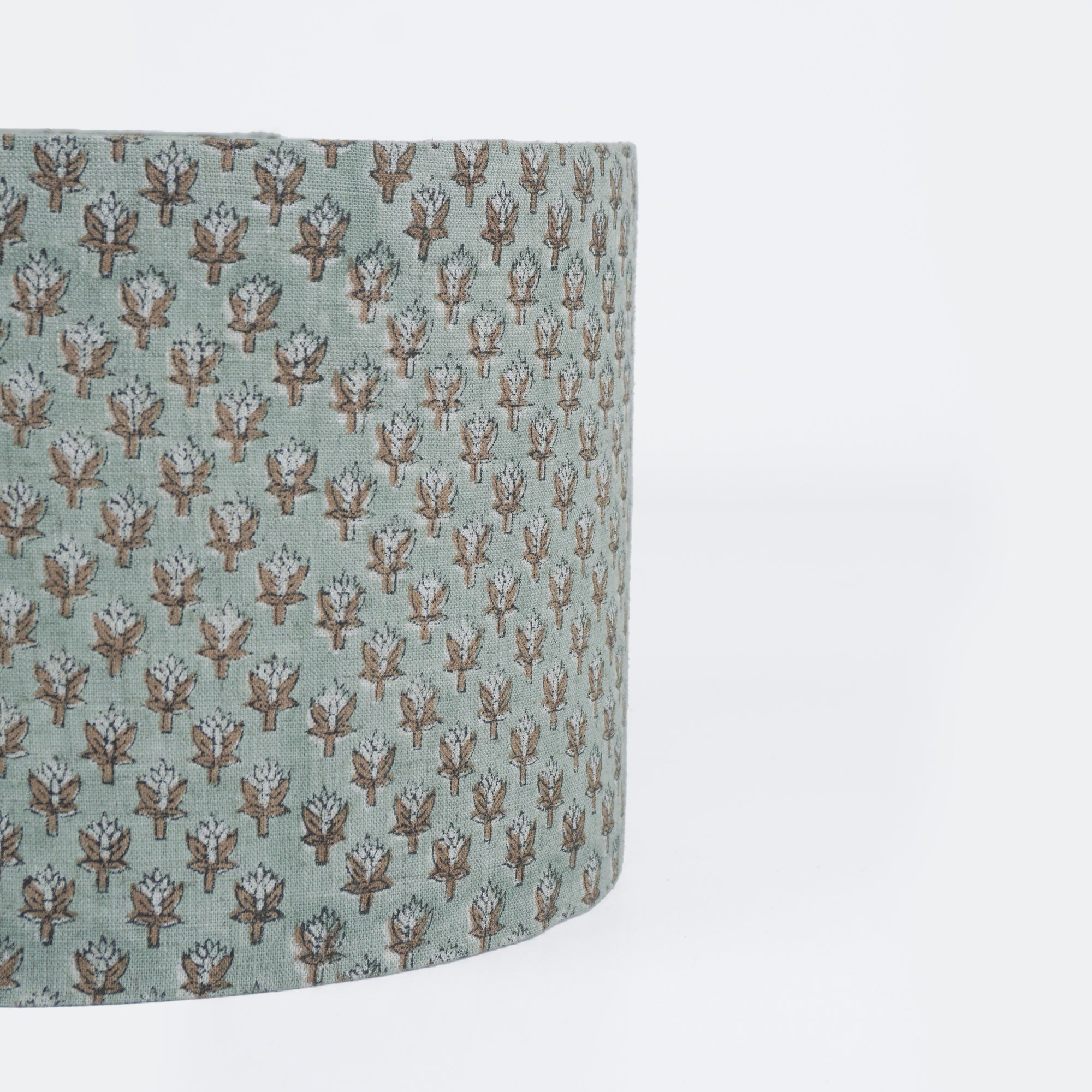 Handcrafted Sage Green Linen Drum Lampshade - Mogra