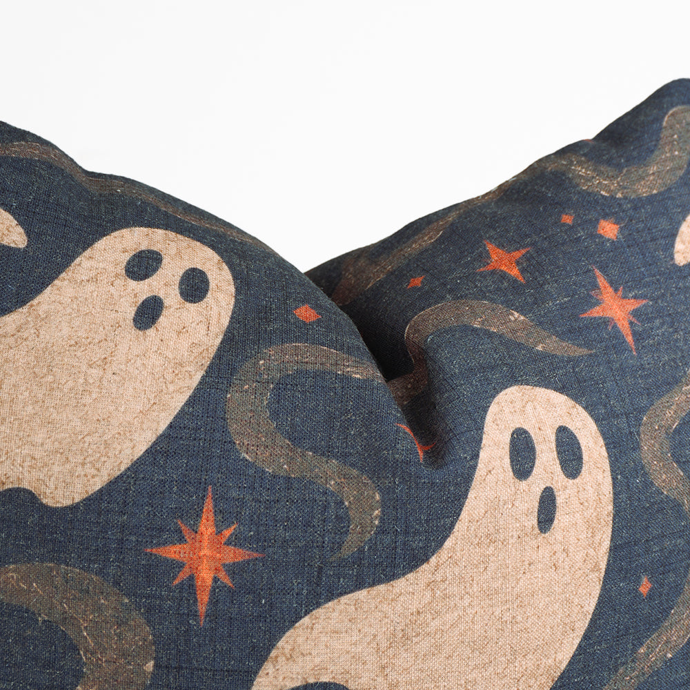  Halloween Charcoal Viscose Linen Pillow Cover - Ghostly Sparkles