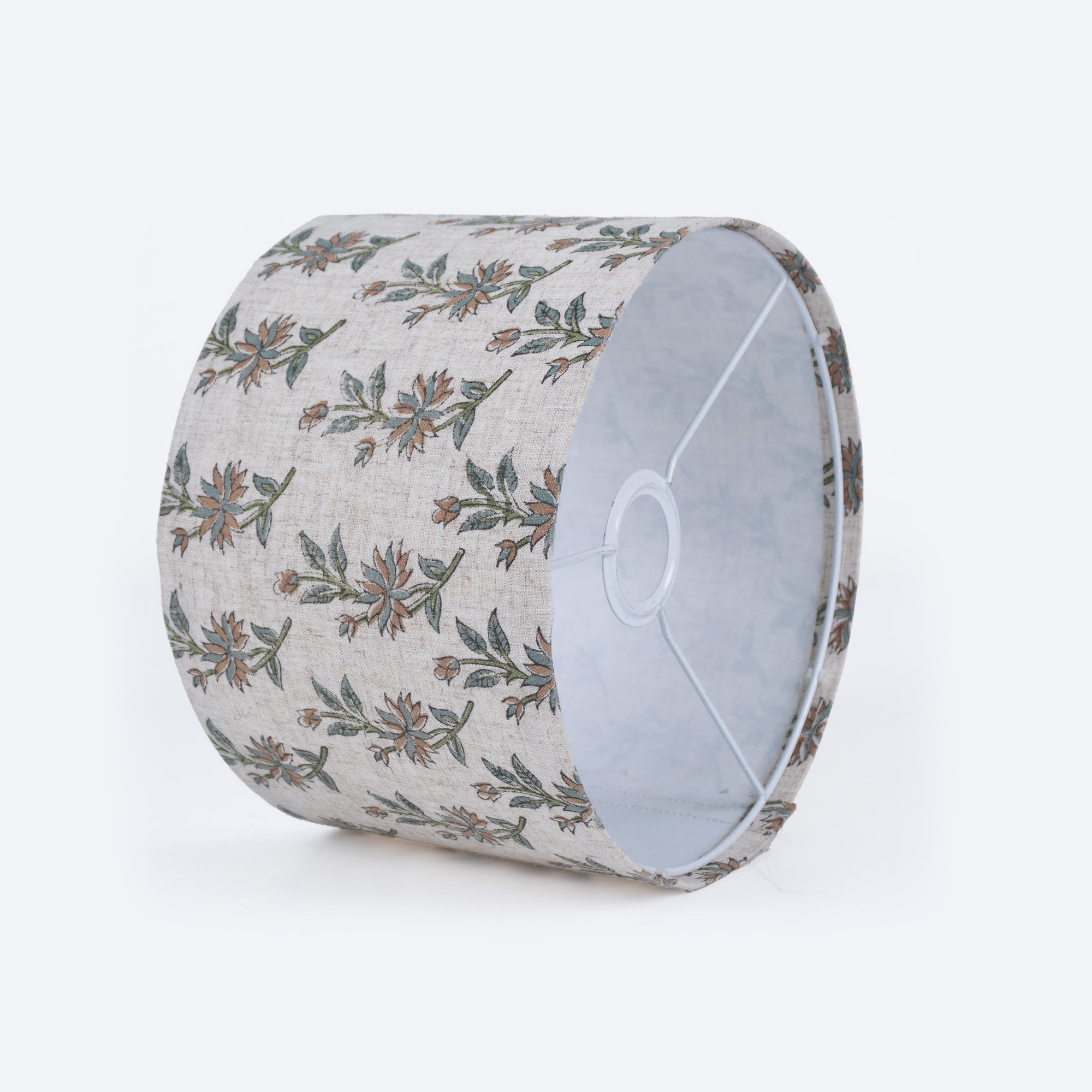 Block Printed Viscose Linen Dusty Peach Lampshade || Deepika