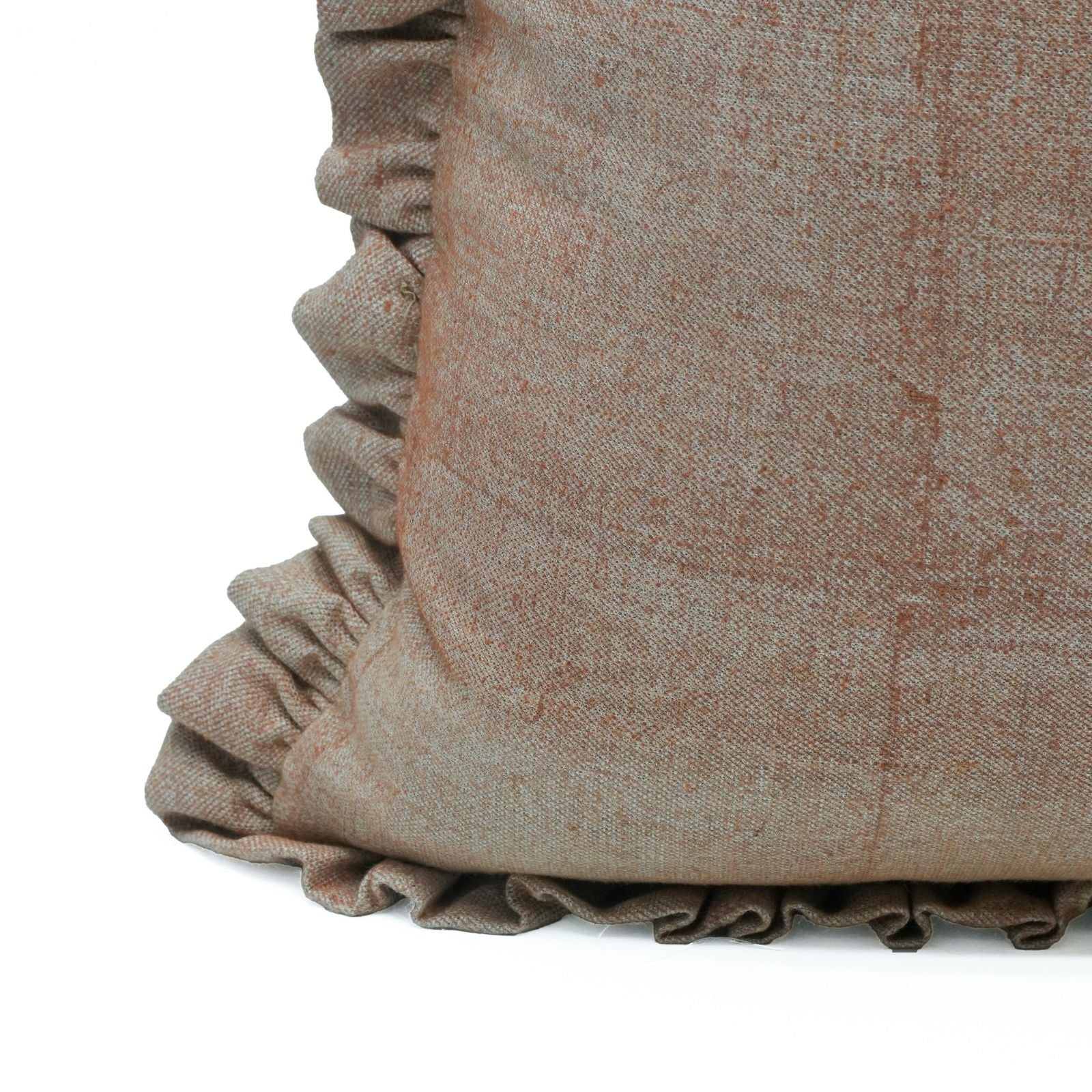 Solid Beige Thick Linen Ruffle Pillow Cover | Home Decor Accent