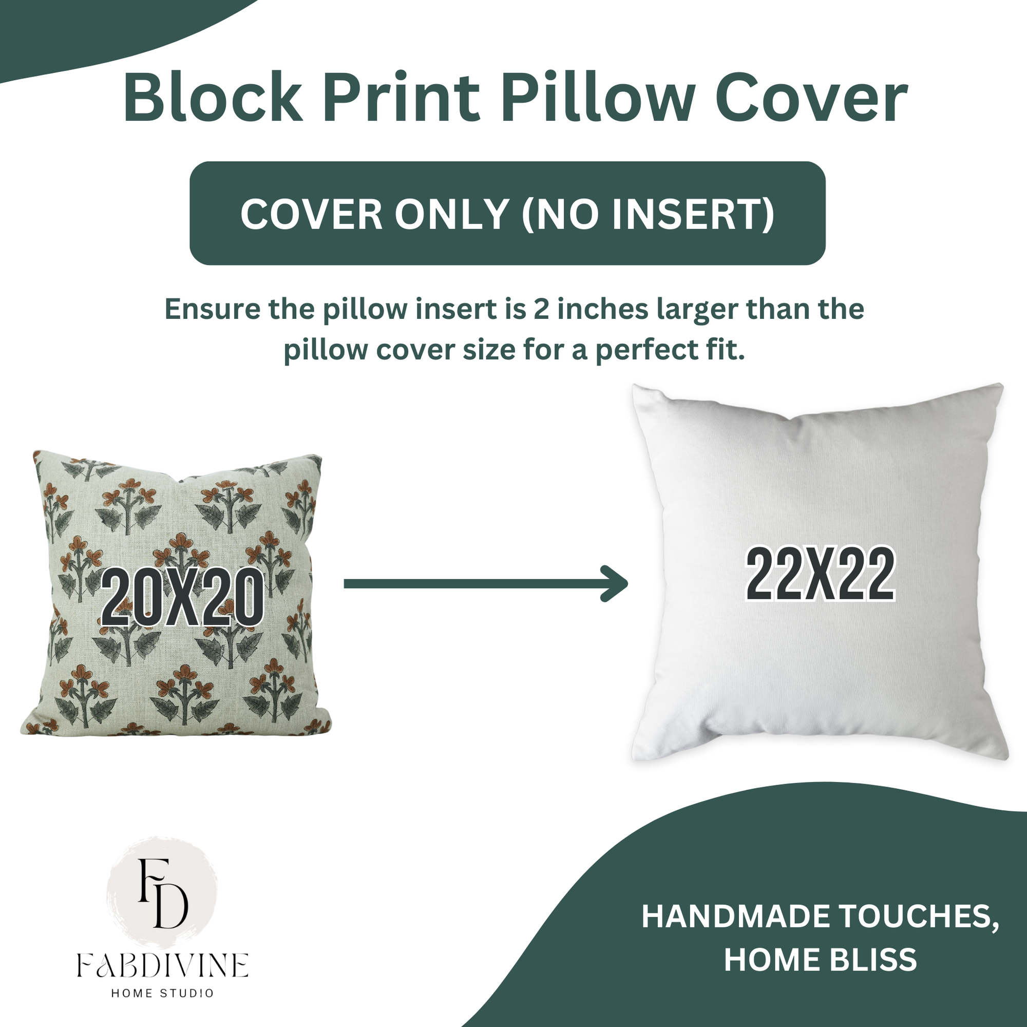 Block Printed Floral Handcrafted Thick Linen Pillow/Cushion Cases - Chahat