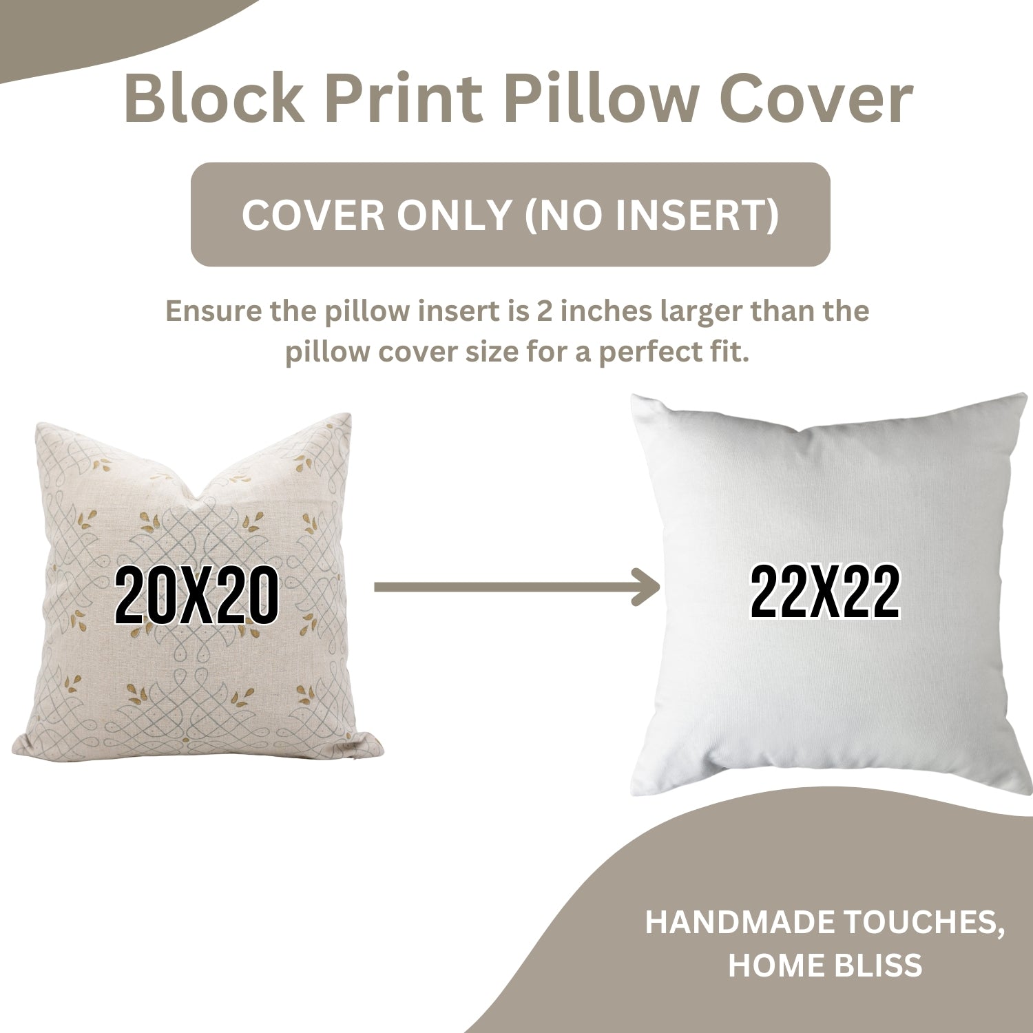 Handcrafted Woodblock Printed Gray & Mustard Floral Cushion Cover in 100% Pure Linen for Farmhouse Decor