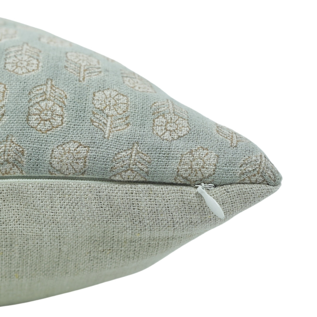 Square/Lumber block print pillow cover- Thick Linen- TULSI BUTI - Fabdivine