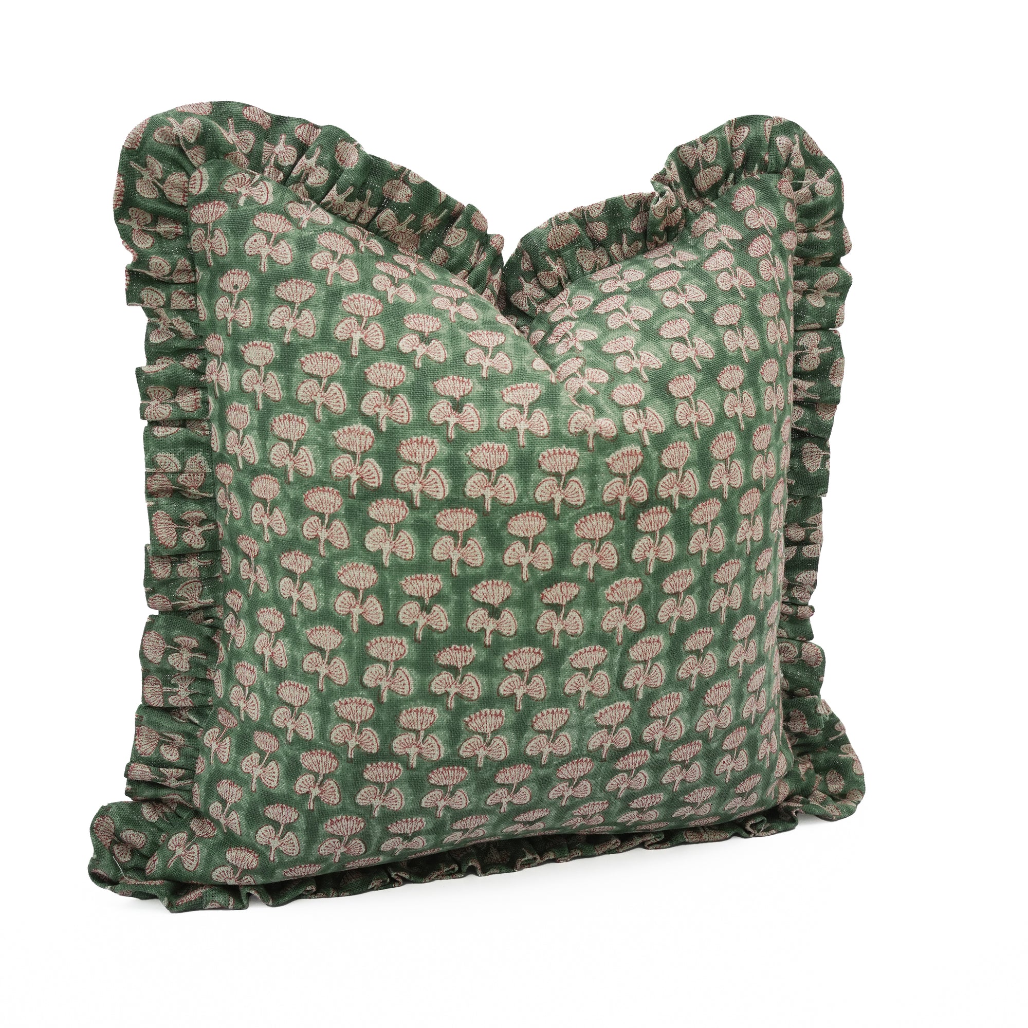 Handmade Thick Linen Indoor Frill Cushion Cover - Damru