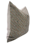 Handmade Block Printed Pure Linen Cushion Case with Vintage Gray, Green & Mustard Floral for Bedroom & Indoor Spaces