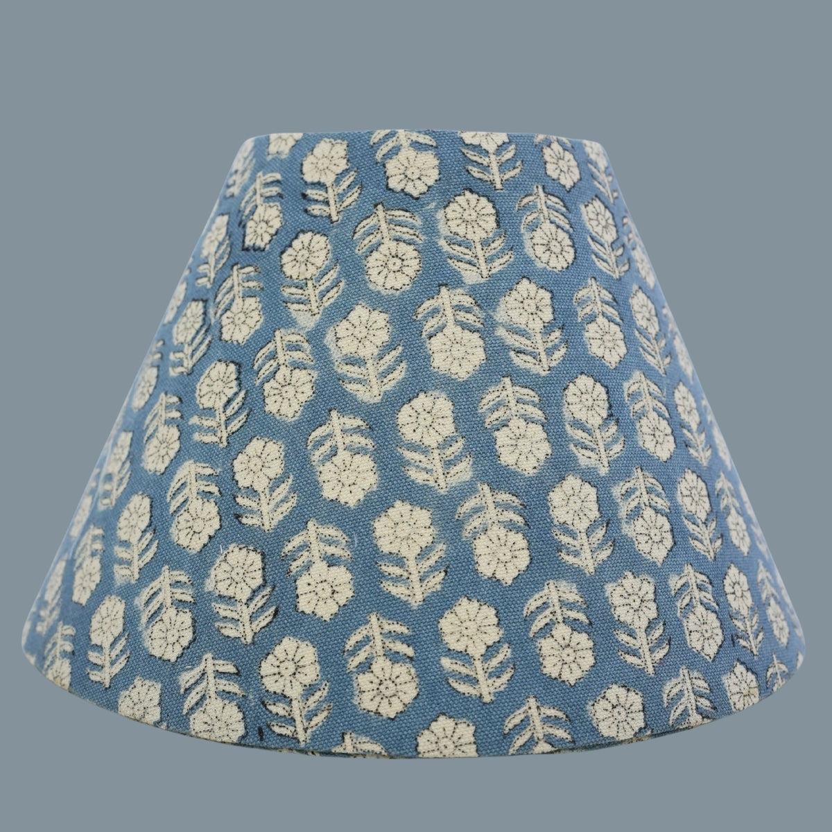 Blue Beige Floral Tulsi Buti Duck Canvas Handmade Lampshades