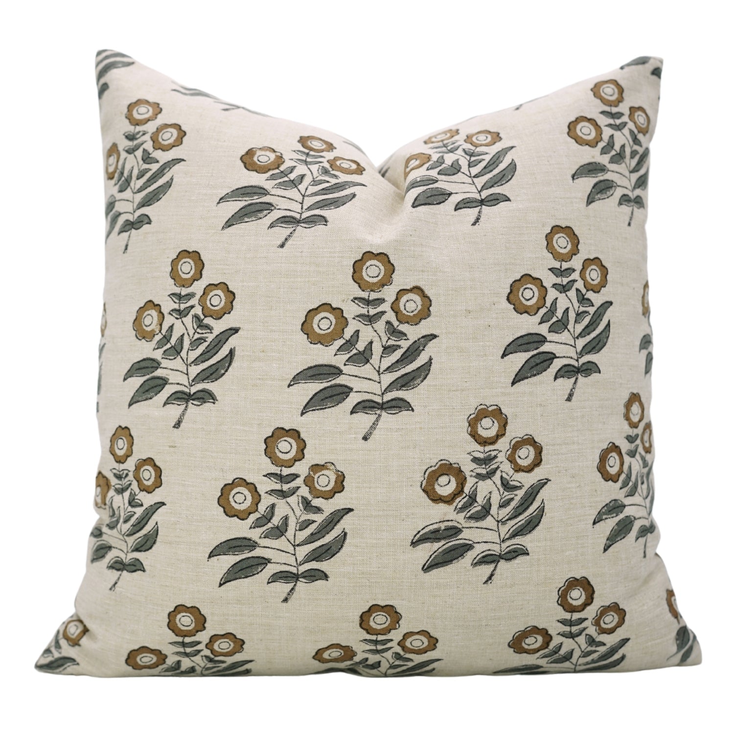 Elegant Designer Floral Printed Throw Pillow Cover With Neha Brown - Linen Blend  
