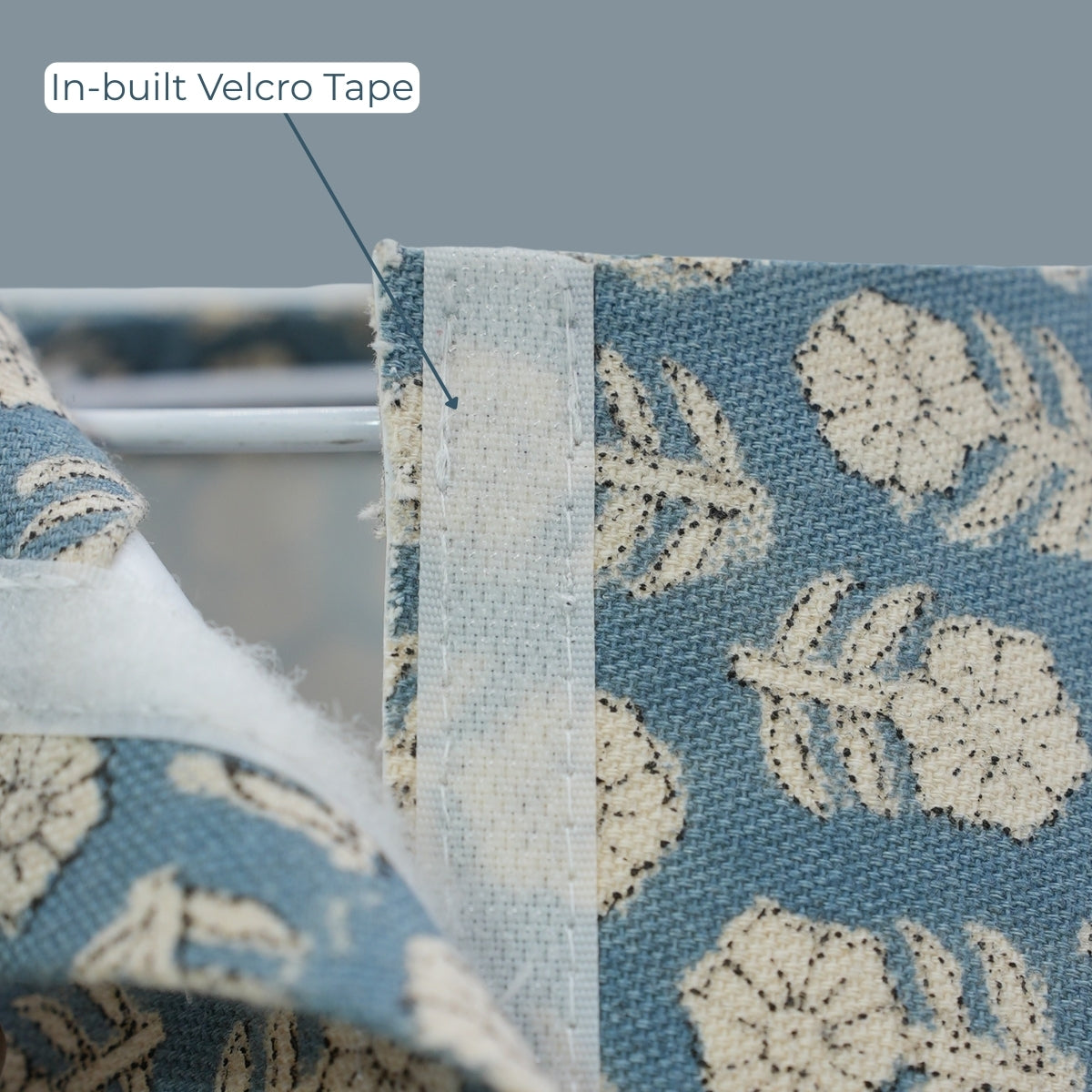 Blue Beige Floral Tulsi Buti Duck Canvas Handmade Lampshades