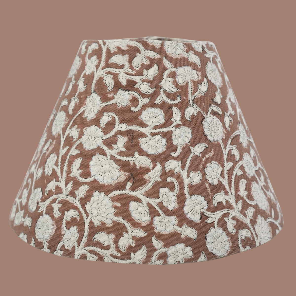Himachal Block Print Brown Beige Duck Canvas Handmade Lampshades