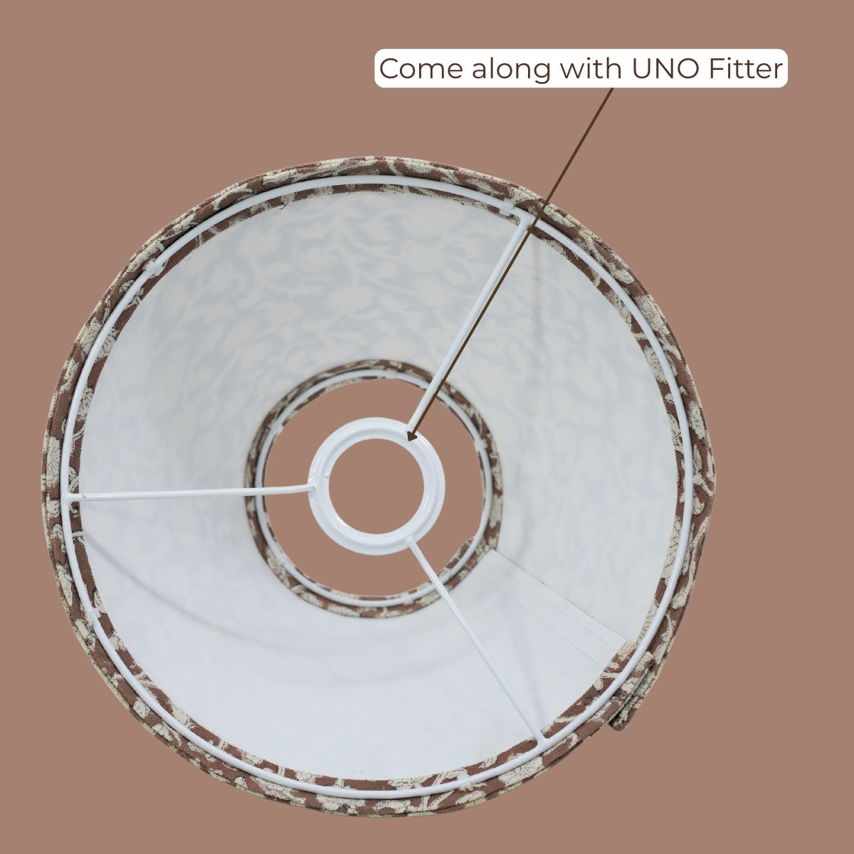 Himachal Block Print Brown Beige Duck Canvas Handmade Lampshades