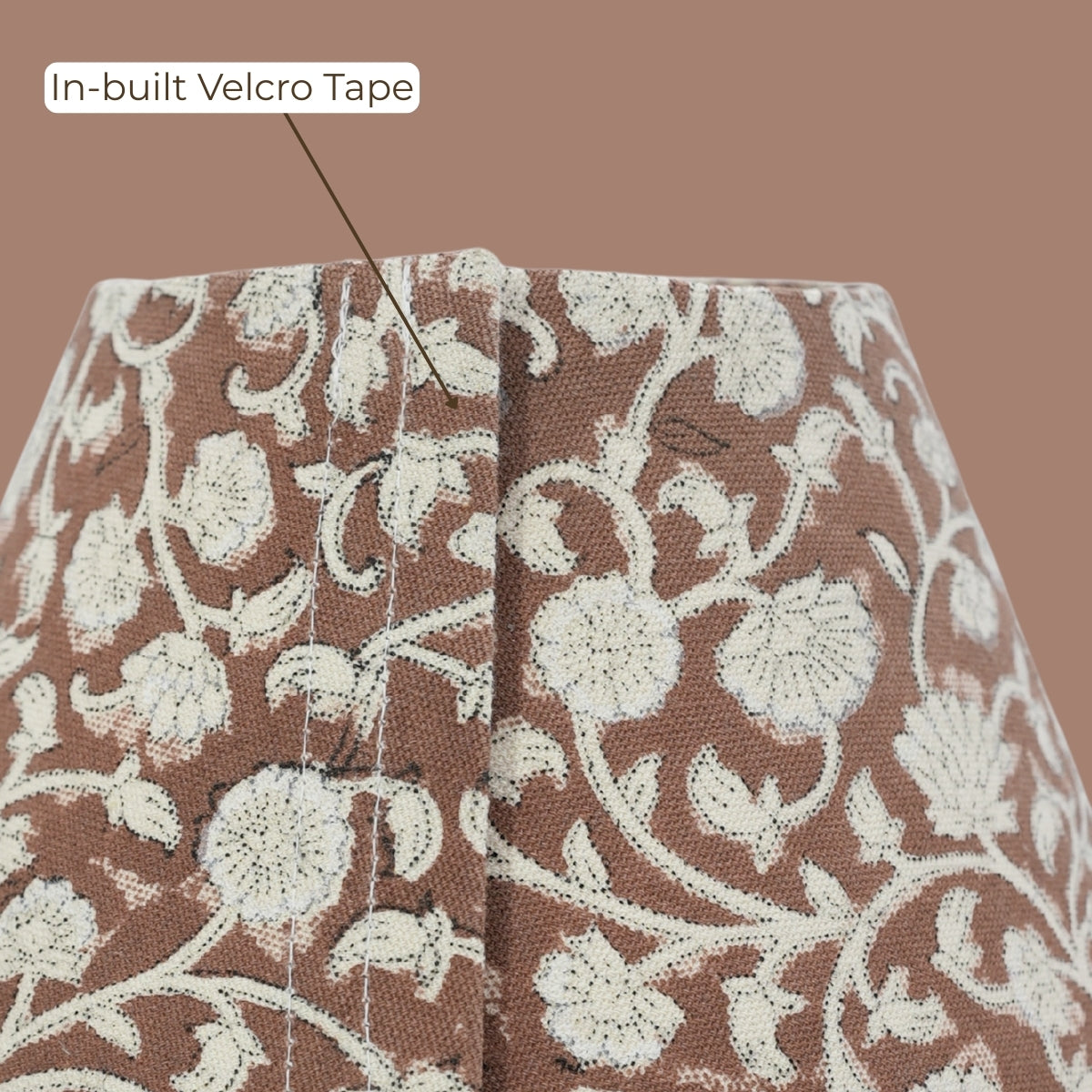 Himachal Block Print Brown Beige Duck Canvas Handmade Lampshades