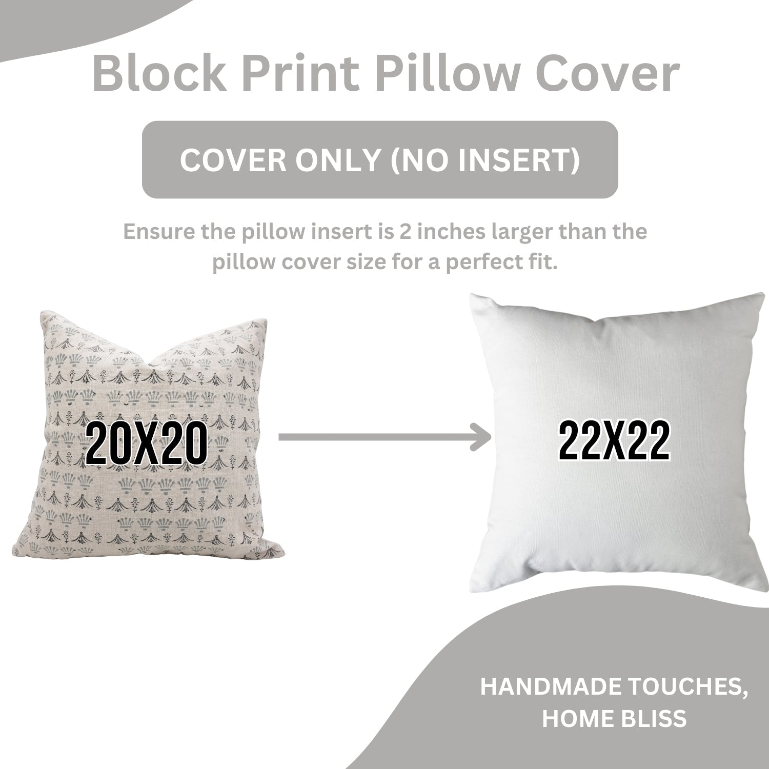 Block Printed Handcrafted Gray and Black Floral Throw Pillow Case on Pure Linen Elegant Boho Farmhouse Accent - HASTKALA