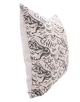 Hand Stamped Premium Pure Linen Cushion Protector with Brown & Gray Floral Design for Cozy Home Decor - MOON FOX