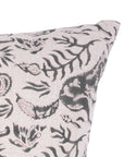 Hand Stamped Premium Pure Linen Cushion Protector with Brown & Gray Floral Design for Cozy Home Decor - MOON FOX