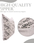 Hand Stamped Premium Pure Linen Cushion Protector with Brown & Gray Floral Design for Cozy Home Decor - MOON FOX