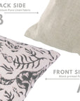 Hand Stamped Premium Pure Linen Cushion Protector with Brown & Gray Floral Design for Cozy Home Decor - MOON FOX
