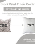 Hand Stamped Premium Pure Linen Cushion Protector with Brown & Gray Floral Design for Cozy Home Decor - MOON FOX