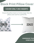 Block Printed Green & Black Floral Thick Cotton White Pillow Cover for Farmhouse Decor – SKELETON