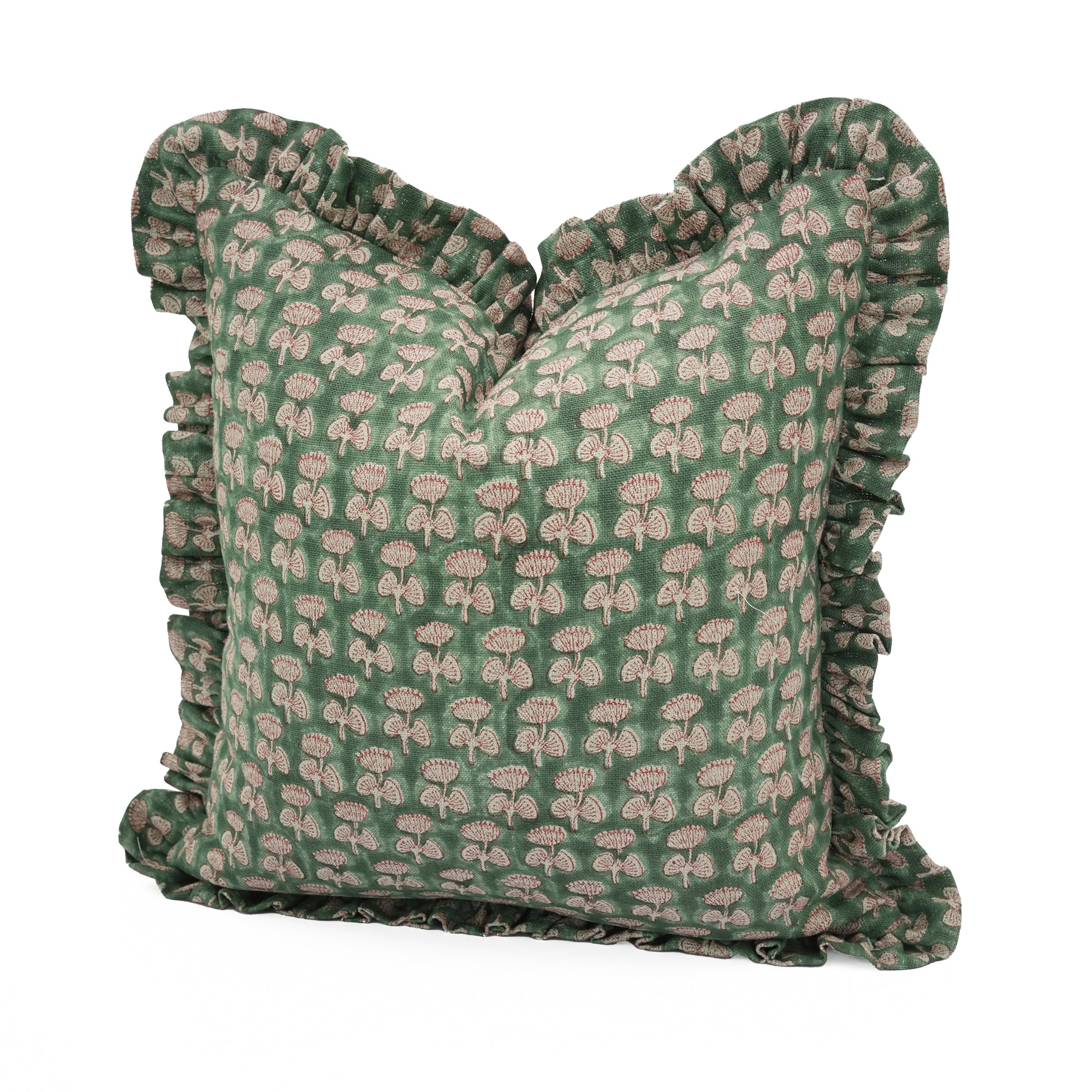 Handmade Thick Linen Indoor Frill Cushion Cover - Damru