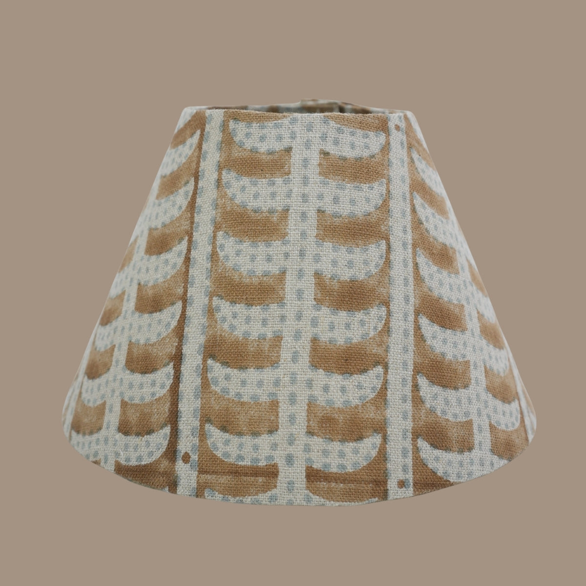 Garud Brown & Gray Floral Thick Linen Lampshade | Handmade Drum & Coolie