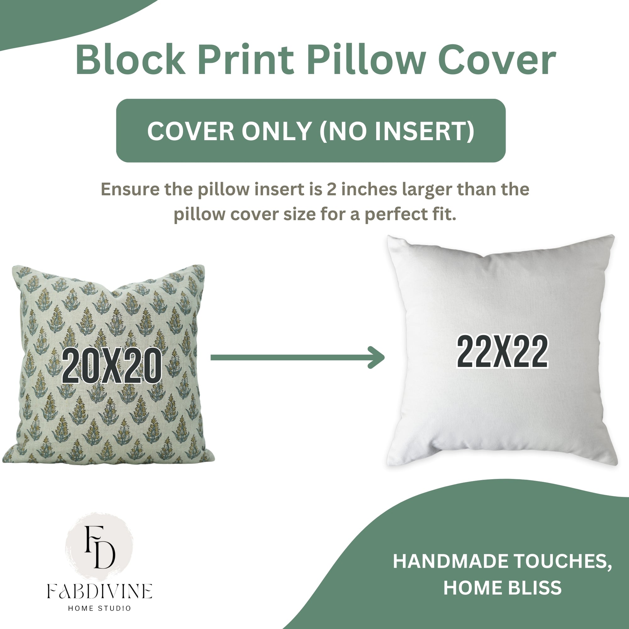 Block Printed Indoor Pure Linen Pillow Cover - Kanak Buti