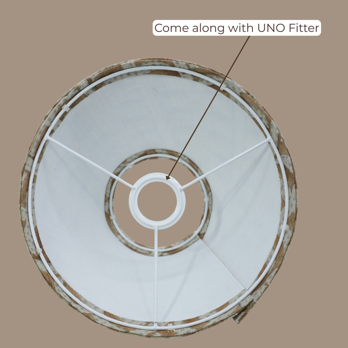 Garud Brown & Gray Floral Thick Linen Lampshade | Handmade Drum & Coolie