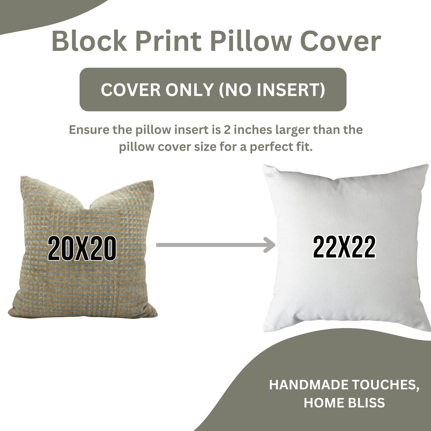 Artisan Handblock Printed Blue and Mustard Boho Floral Cushion Cover on Pure Linen for Farmhouse & Modern Interiors - KAVITA