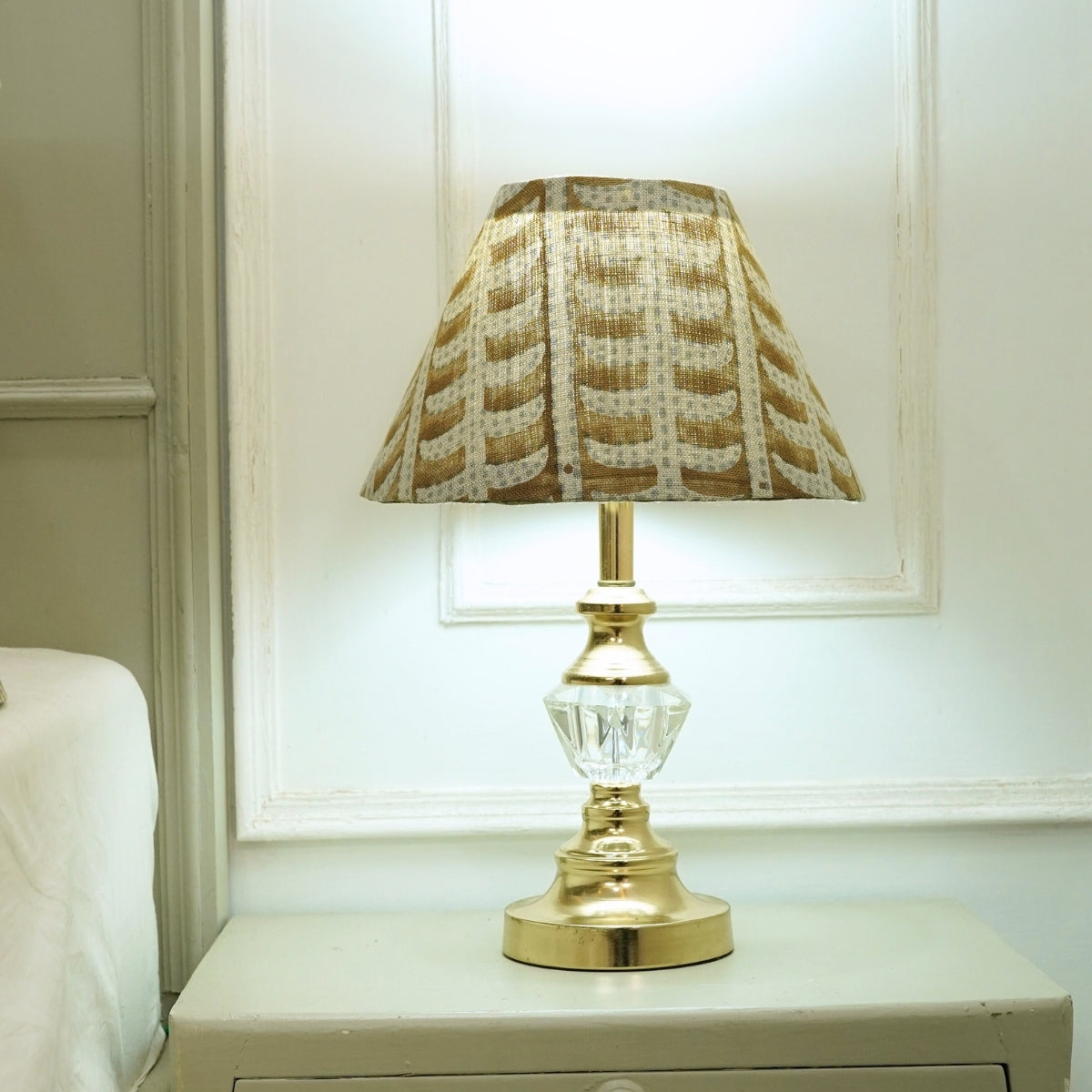 Garud Brown & Gray Floral Thick Linen Lampshade | Handmade Drum & Coolie