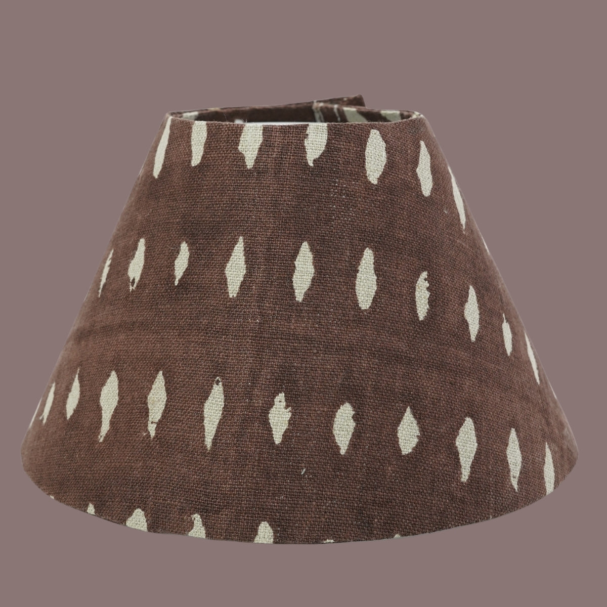 Omji Chocolate Brown & Beige Linen Lampshade | Handmade Drum & Coolie