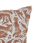 Handcrafted Indian Block Printed Brown Floral Cushion Case on Pure Linen Boho Accent for Living Room Decor - GEHRAVAN