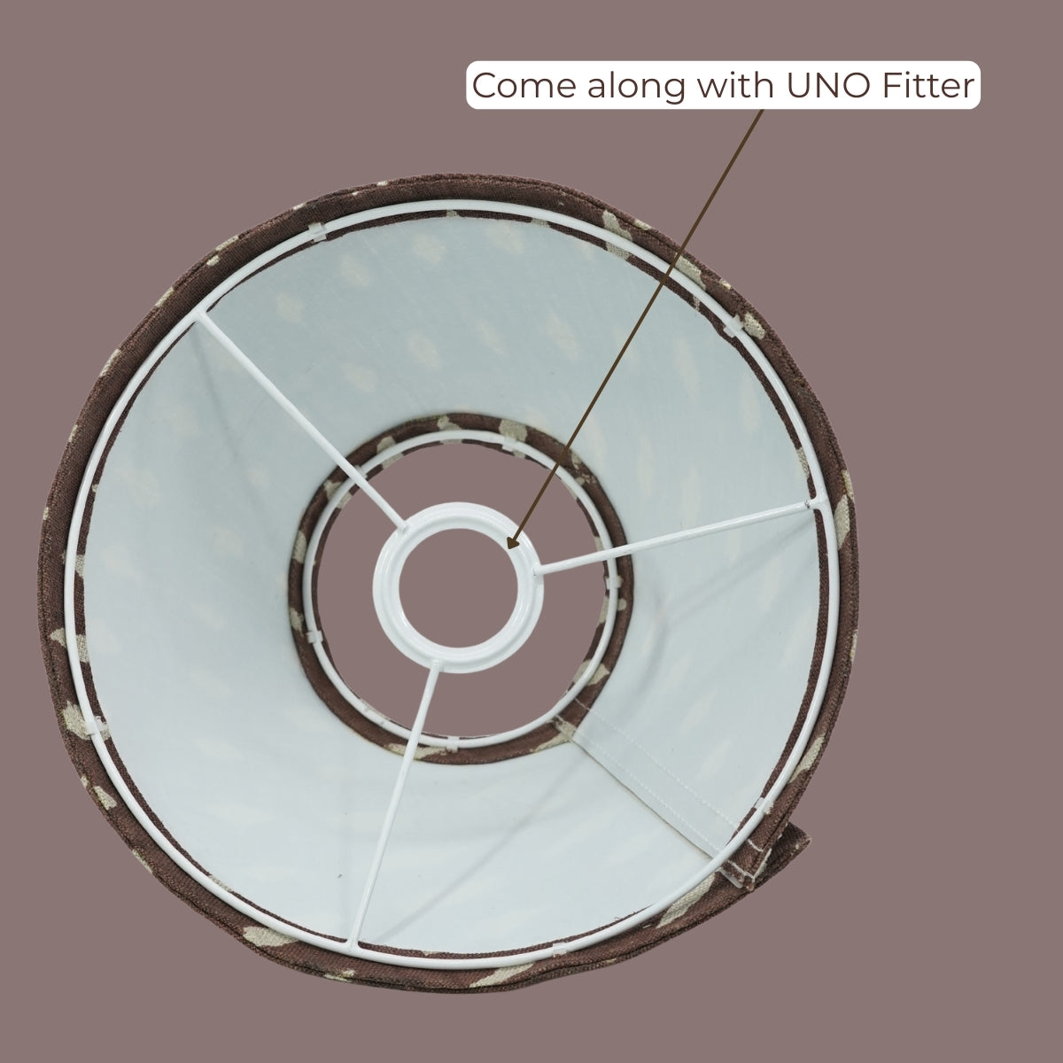 Omji Chocolate Brown & Beige Linen Lampshade | Handmade Drum & Coolie