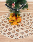 Linen Blend Block Printed Neha Modern Christmas Tree Skirts in Chocolate Brown & Bronze Floral for Gift Decor