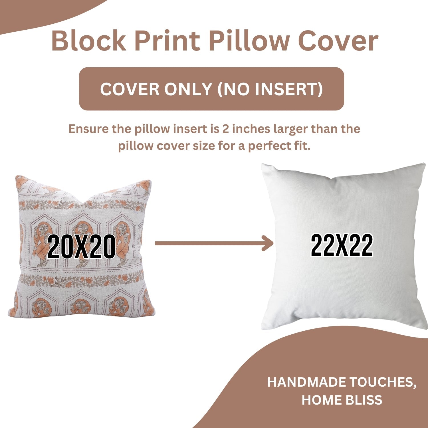 Hand Stamped Orange and Gray Floral Pillow Case in Natural 100% Pure Linen Ideal for Farmhouse or Rustic Interiors - SUNDARI