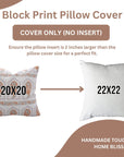 Hand Stamped Orange and Gray Floral Pillow Case in Natural 100% Pure Linen Ideal for Farmhouse or Rustic Interiors - SUNDARI