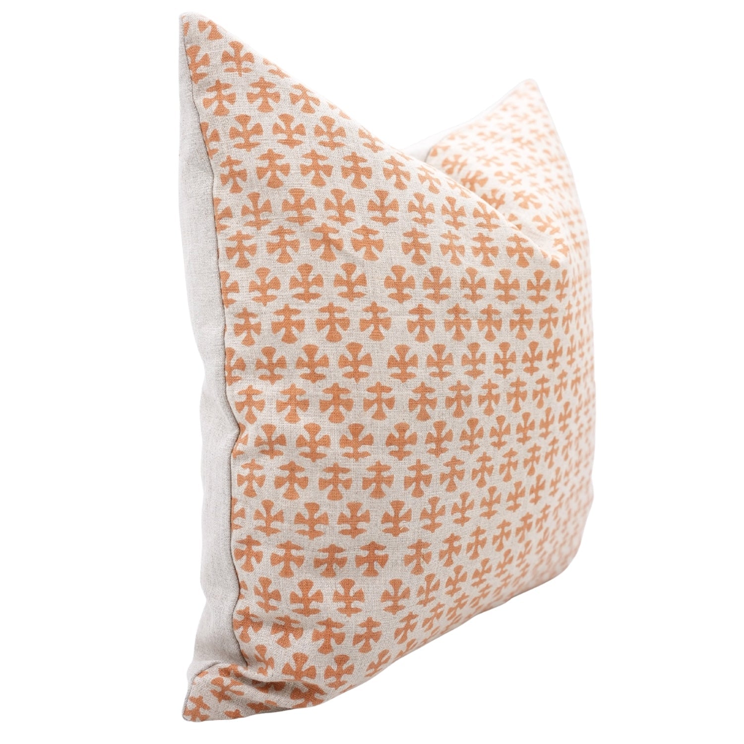 Indian Boho Mustard and Gray Floral Block Printed Cushion Cover on Pure Linen for Farmhouse & Modern Bedroom Decor - BINDIKA