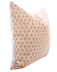Indian Boho Mustard and Gray Floral Block Printed Cushion Cover on Pure Linen for Farmhouse & Modern Bedroom Decor - BINDIKA