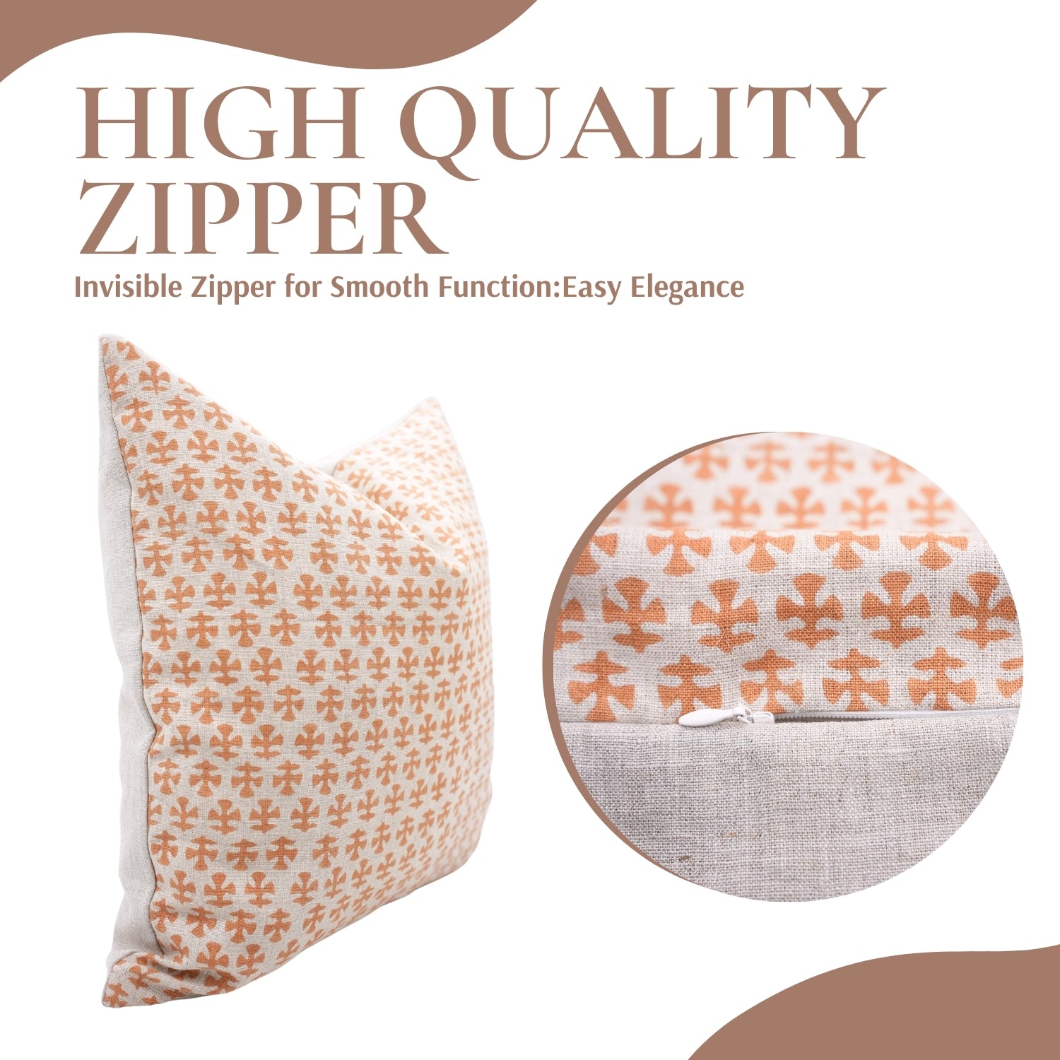 Indian Boho Mustard and Gray Floral Block Printed Cushion Cover on Pure Linen for Farmhouse & Modern Bedroom Decor - BINDIKA