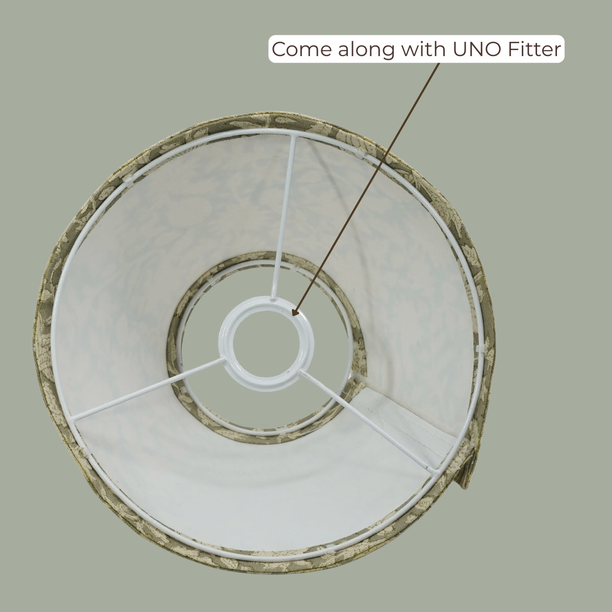 Manikarnika Green & Beige Floral Duck Canvas Lampshade | Drum & Coolie