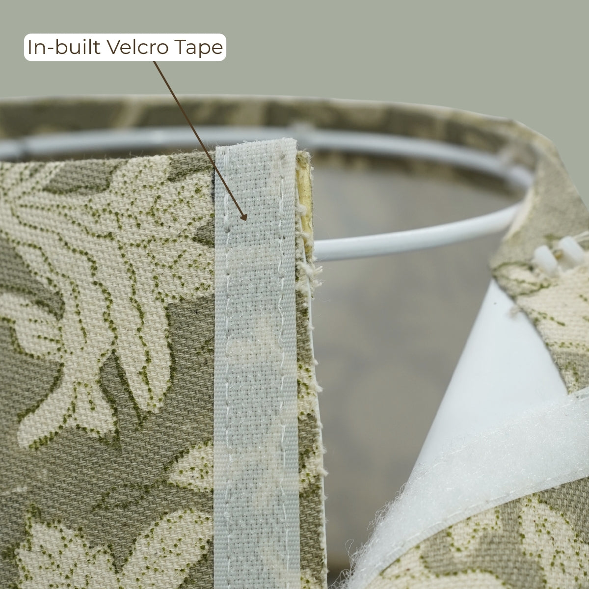 Manikarnika Green & Beige Floral Duck Canvas Lampshade | Drum & Coolie