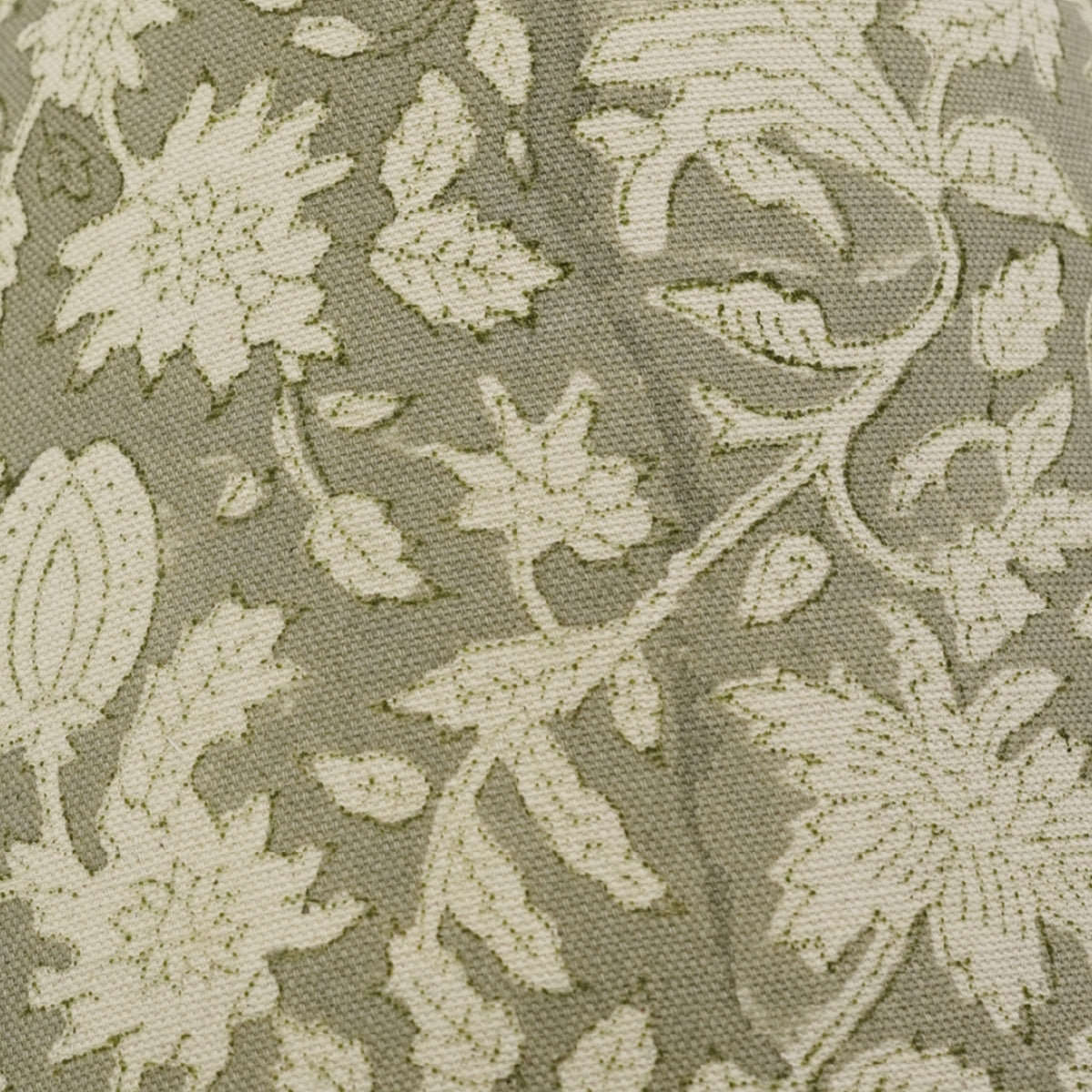 Manikarnika Green & Beige Floral Duck Canvas Lampshade | Drum & Coolie