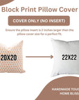 Indian Boho Mustard and Gray Floral Block Printed Cushion Cover on Pure Linen for Farmhouse & Modern Bedroom Decor - BINDIKA