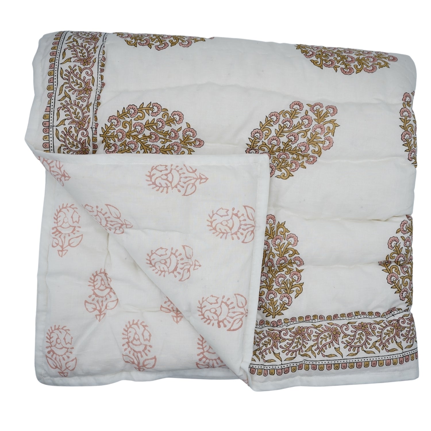 Guldasta Hand Block Print Reversible Cotton Quilt