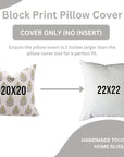 Handblock Printed Green and Blue Floral Throw Pillow Cover in Pure Linen Earthy Tones Perfect for Indoor Spaces - GUNAARI